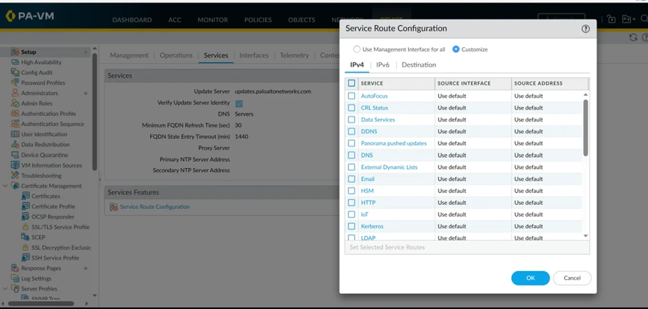 Service Route in Palo Alto | Role based authentication | Running & Candidate configurations | Backup configurations 4 image 102