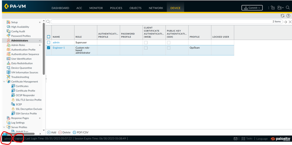 Service Route in Palo Alto | Role based authentication | Running & Candidate configurations | Backup configurations 12 image 110
