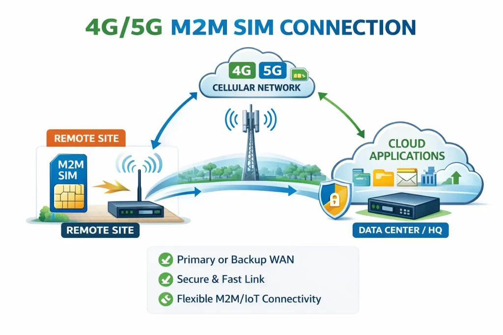 WAN Link Connection Types | MPLS | DIA | 4G/5G | Broadband 4 M2M SIM 4G/5G