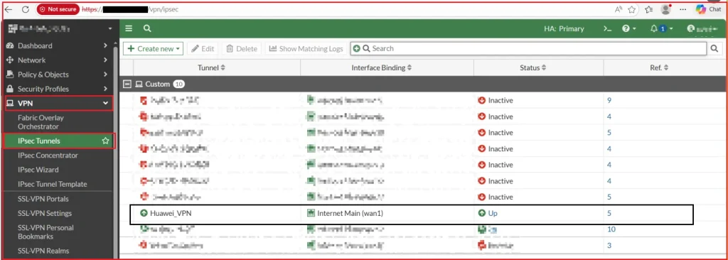 IPsec Migration from Fortinet Firewall to Huawei USG FW 3 1
