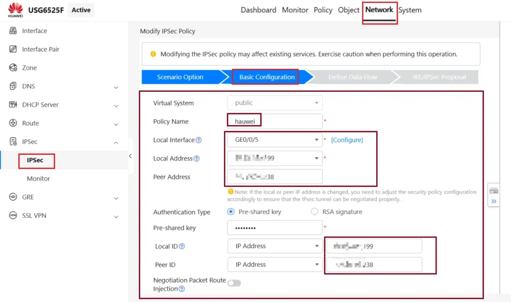 IPsec Migration from Fortinet Firewall to Huawei USG FW 15 104