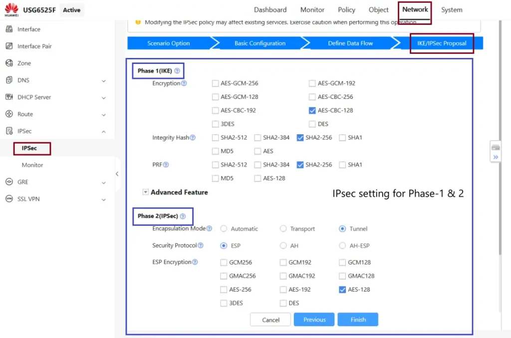 IPsec Migration from Fortinet Firewall to Huawei USG FW 17 106