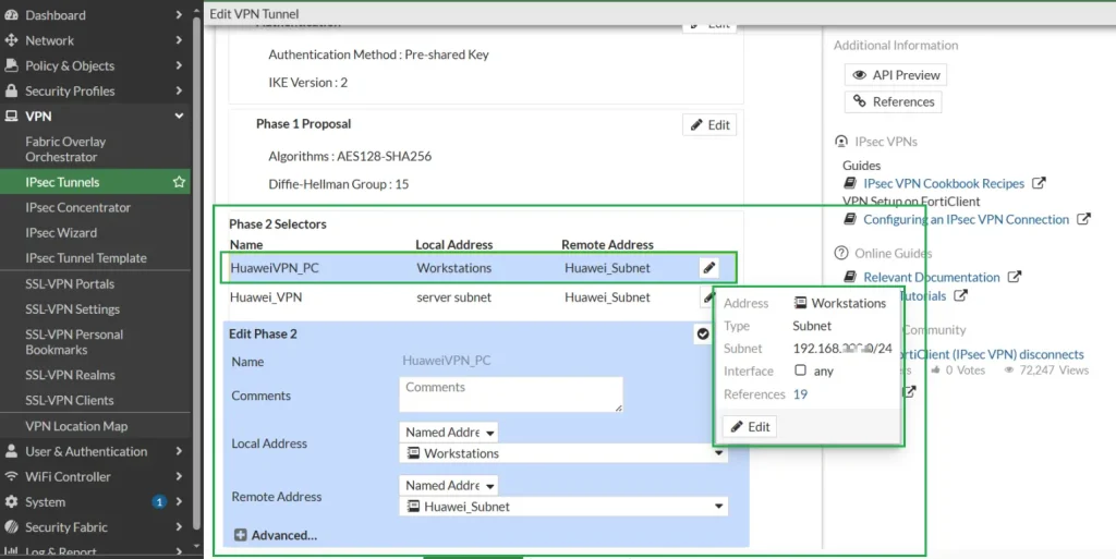 IPsec Migration from Fortinet Firewall to Huawei USG FW 7 5