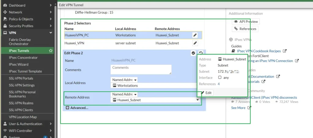 IPsec Migration from Fortinet Firewall to Huawei USG FW 8 6
